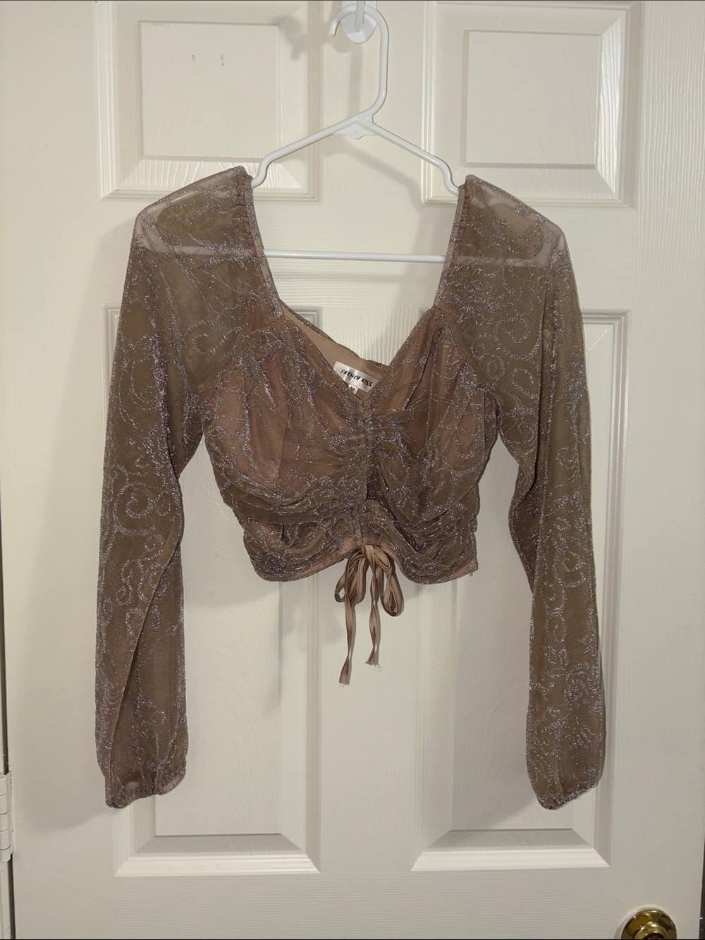 Women’s Gold Long-Sleeve Crop Top